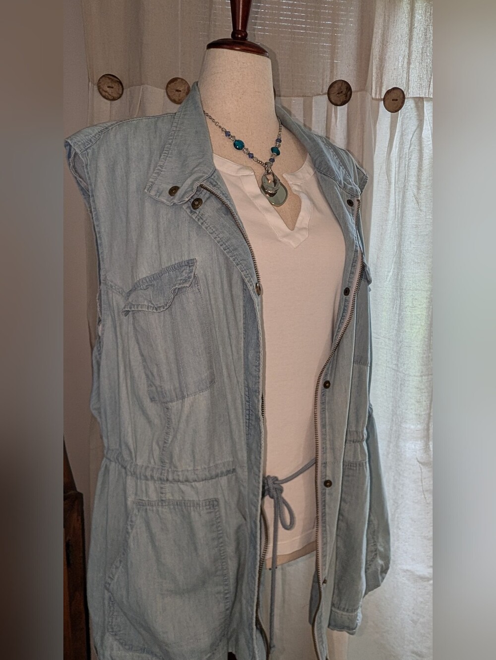 Woman Within Light Blue Denim Vest